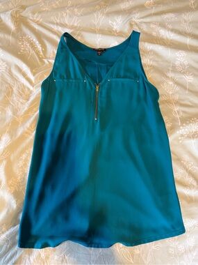 Express Teal Zip-Front Sleeveless Tank